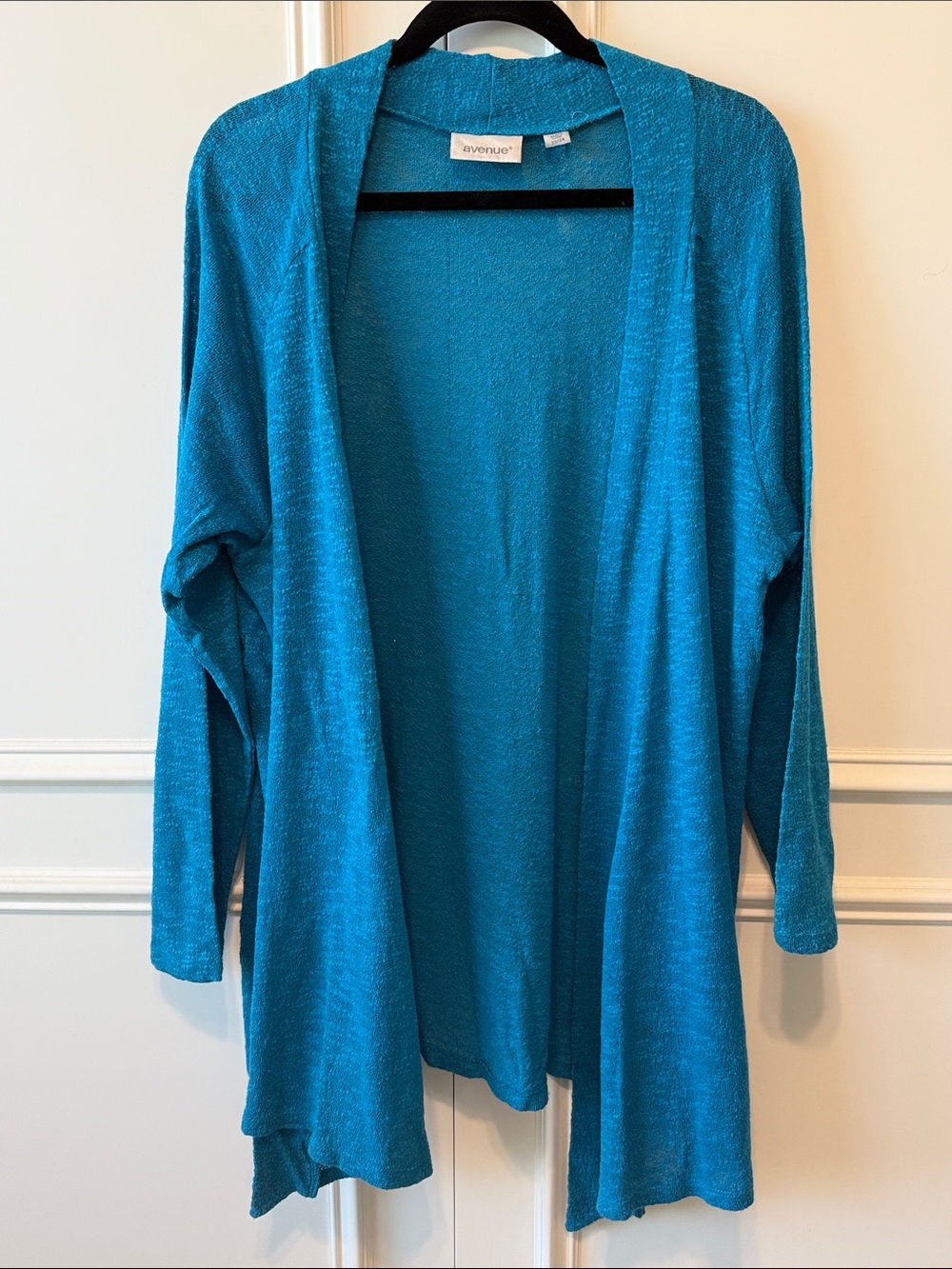 Avenue Teal Open Cardigan Draped Sweater